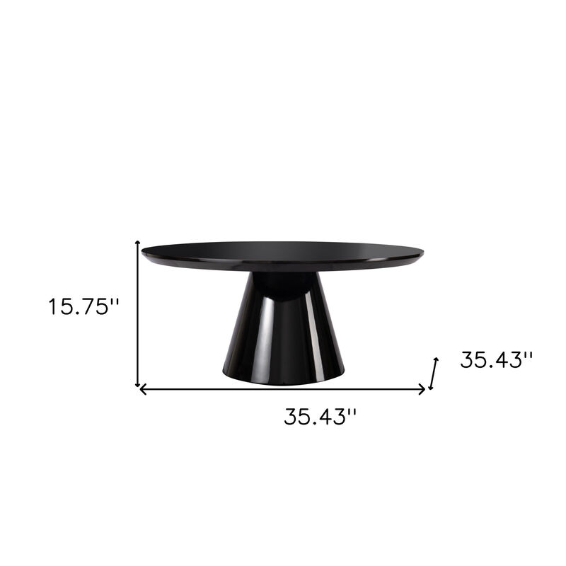 HomeRoots 35" Black Wood Round Pedestal Coffee Table image number 6