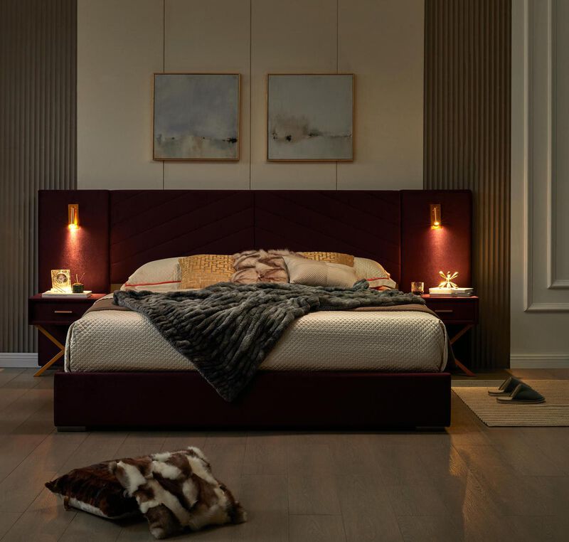 Nunmuk Velvet Upholstered Platform Bed image number 2