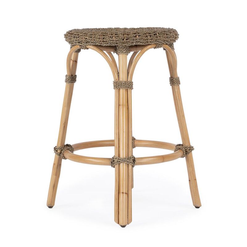 Butler Specialty Tobias Rattan Round 24 Counter Stool, Light Brown