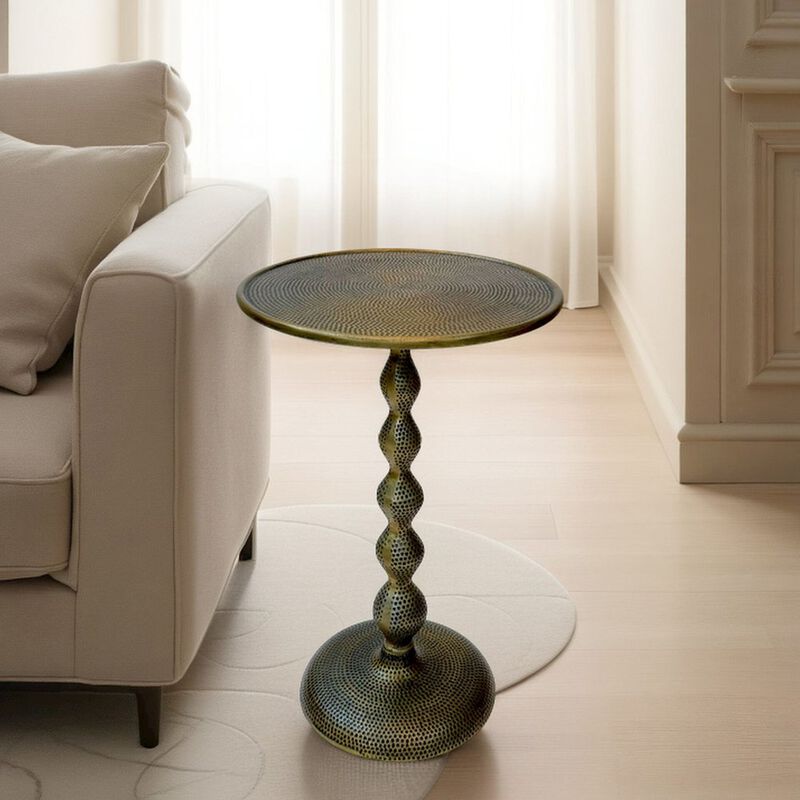 Carolina Chair & Table Pearson Hammered Dimple Metal Side Table - Antique Brass