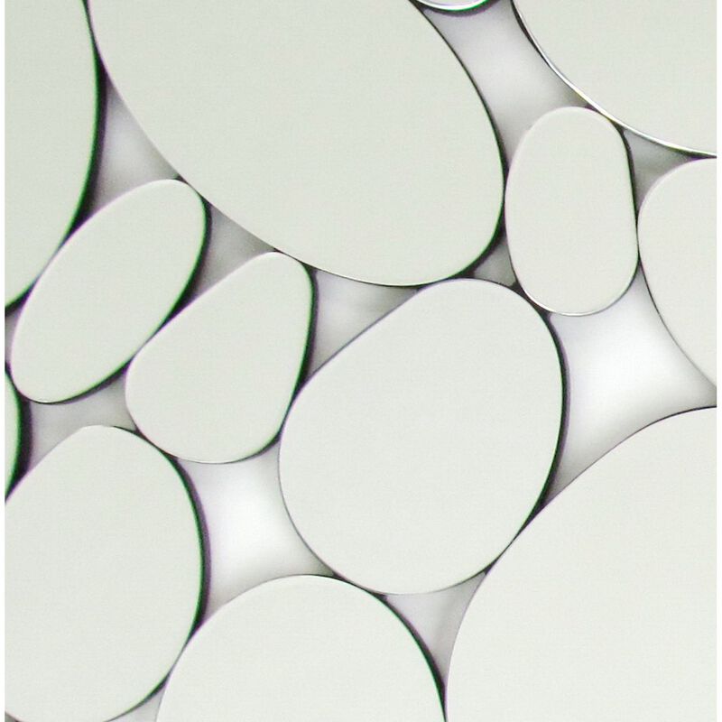 Frameless Beveled Mirror with Pebble Like Accent, Silver image number 2