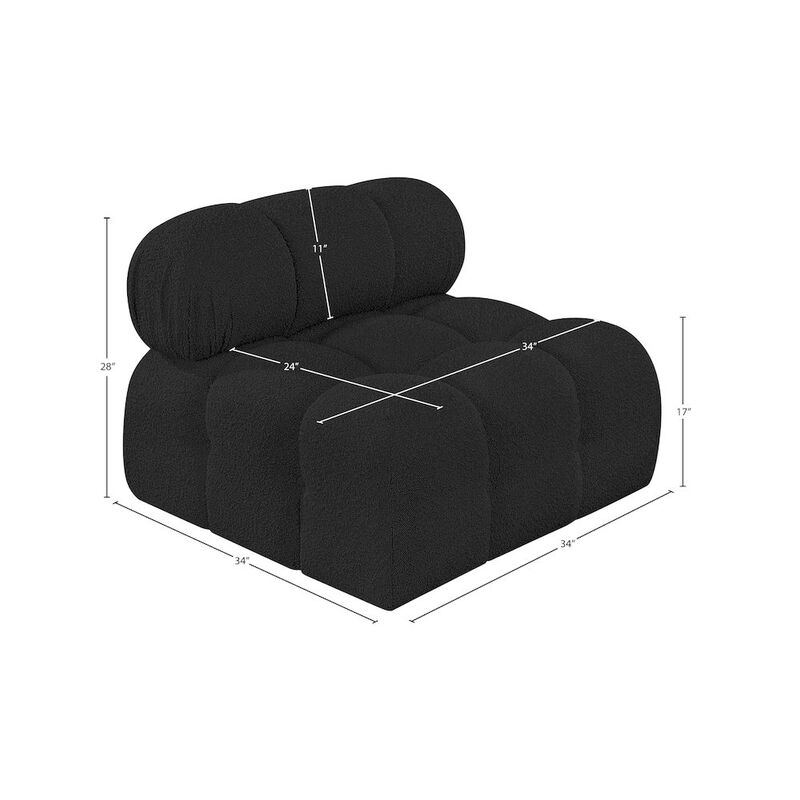 Meridian Furniture Ames Black Boucle Fabric Armless