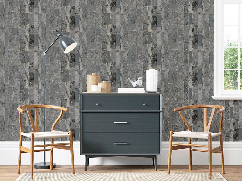 Kintsugi Black Geometric Wallpaper image number 1