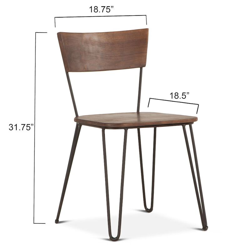 World Interiors Grandby Acacia Wood Walnut Dining Chairs