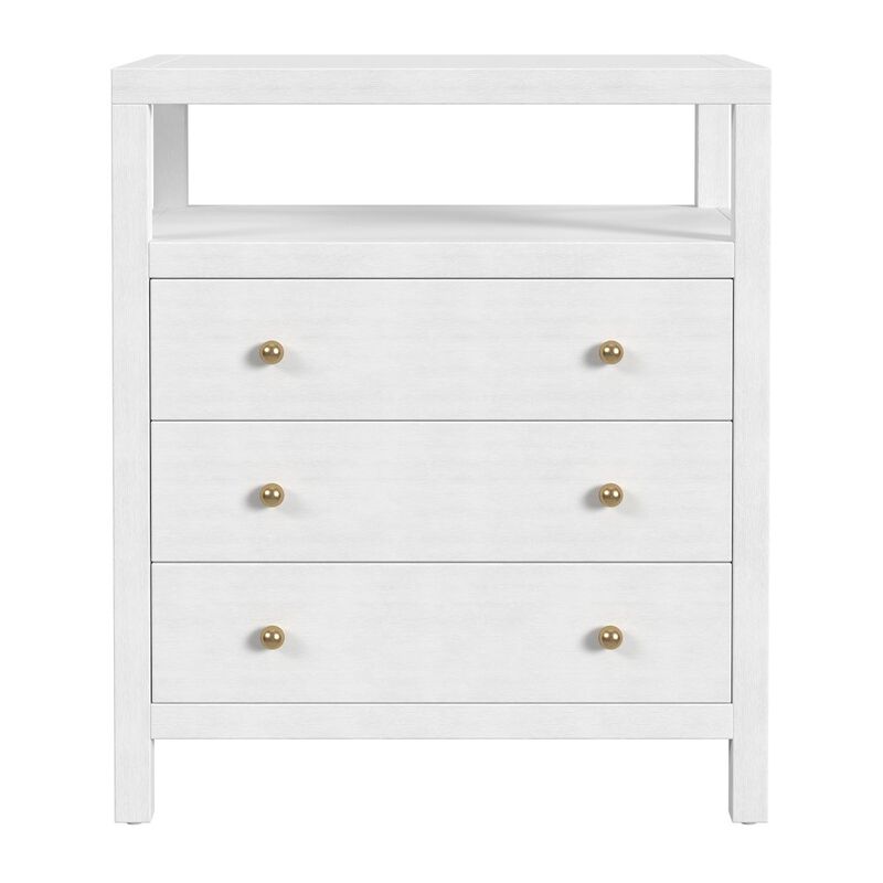 Butler Specialty Nora 27 in. W Wood 3 Drawer Tall Nightstand with Shelf, Textured White image number 3