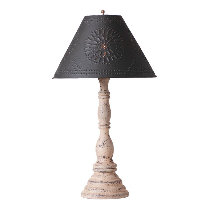 Davenport Wood Table Lamp, Buttermilk, Metal Shade