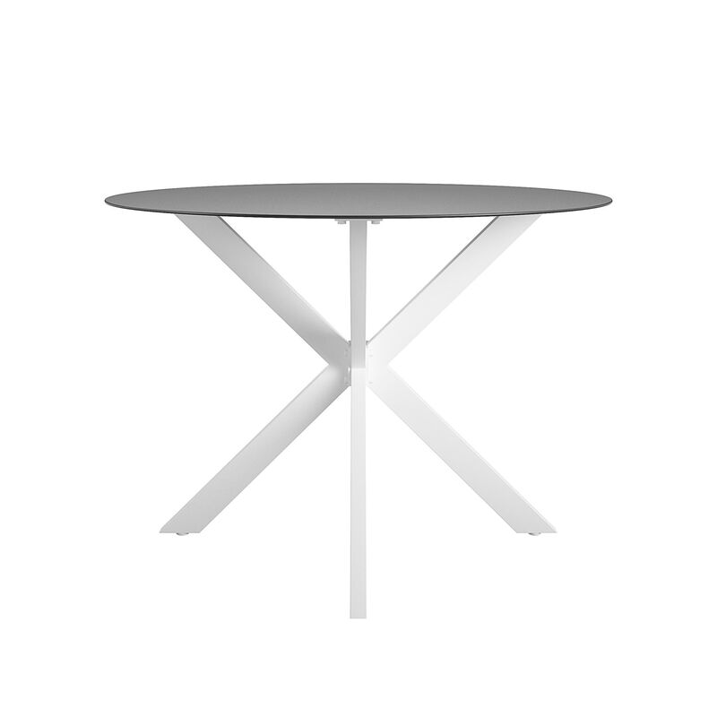 CosmoLiving by Cosmopolitan Circi Dining Table with Glass Top, Black and White
