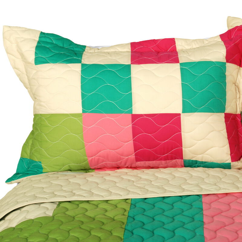 Vermicelli Quilted Patchwork Bedding Set Queen Size Moments Decorative Design image number 4
