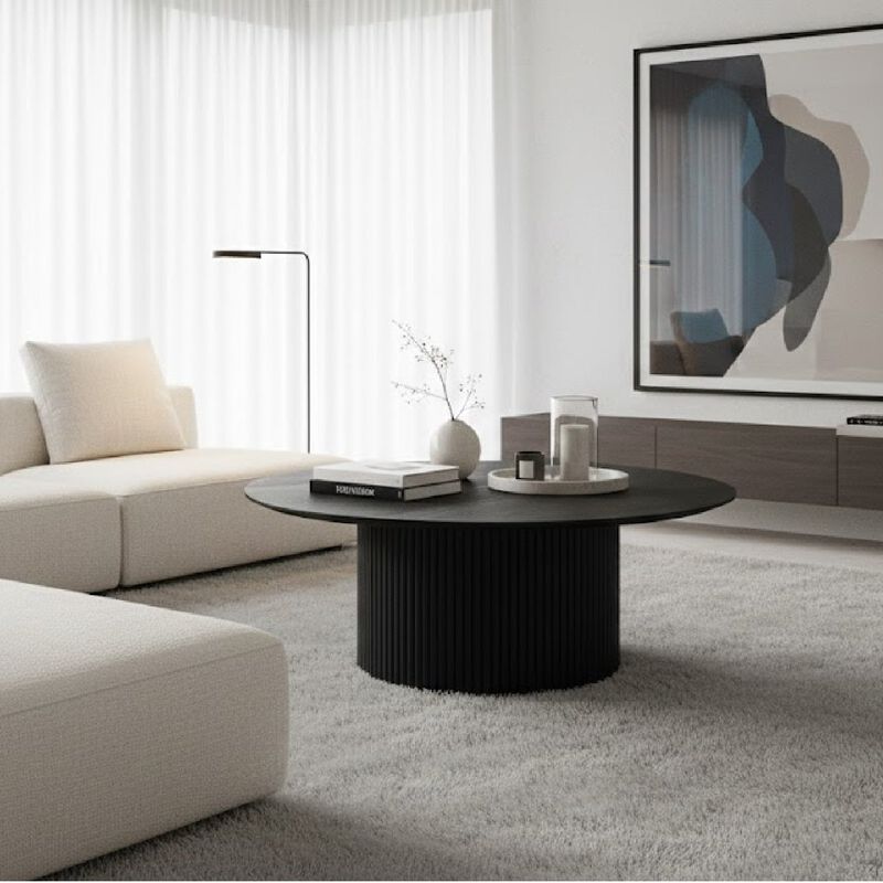 Black Ash Round Coffee Table | OROA Modern Rawlins image number 1