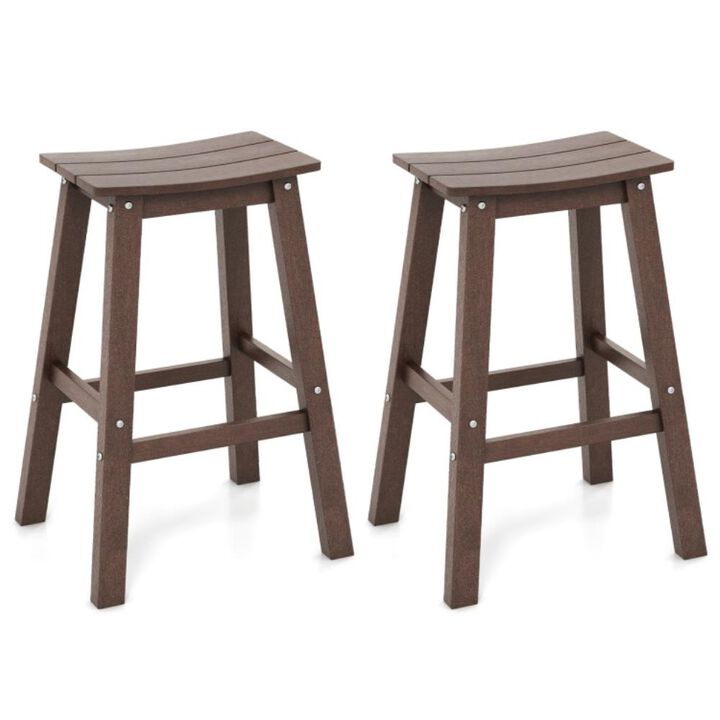 Hivvago 29 Inch HDPE Patio Bar Stool Set of 2 Armless Saddle Stools