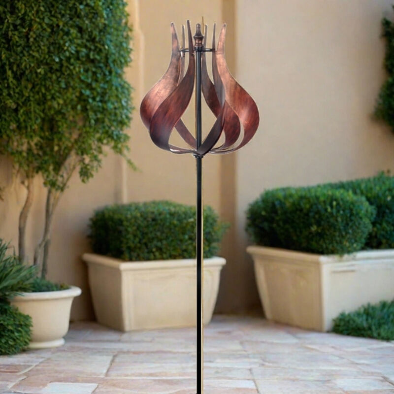 Tulip Kinetic Windmill Sculpture, Tangerine image number 6