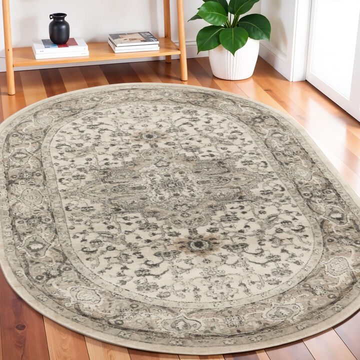 HomeRoots Medallion Power Loom Distressed Area Rug