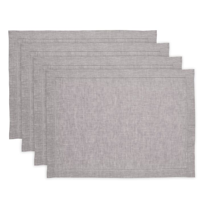 Solino Home 100% Pure Linen Placemats 14 x 19 Inch Set of 4 - Milan