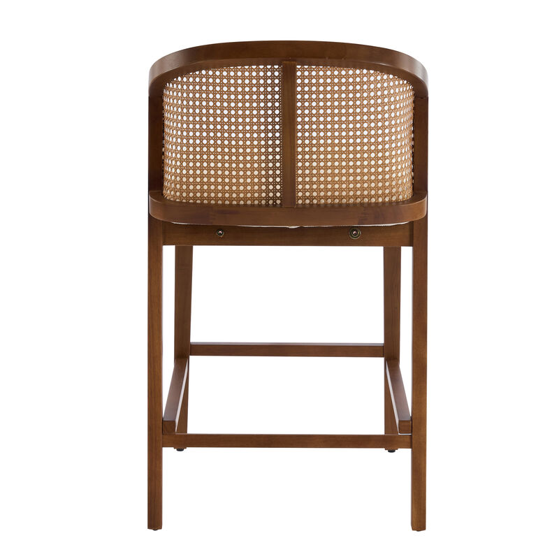 Christopher Knight Home Salazar Rattan and Rubberwood Upholstered Counter Stools (Set of 4) image number 5