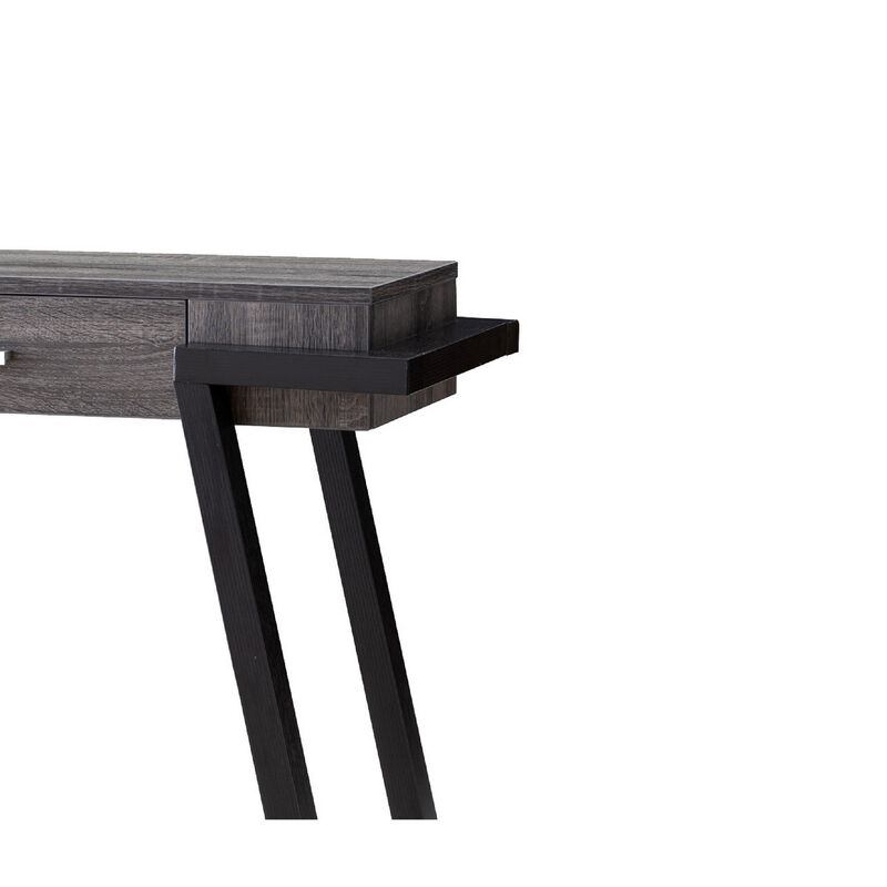 Wooden Console Table with Angled Leg Support and Drawer,Black and Gray-Benzara