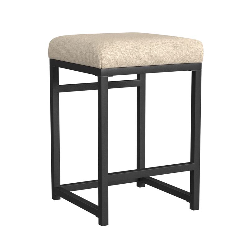 Toko Backless Counter Height Stool, Brown Polyester Industrial Black image number 2