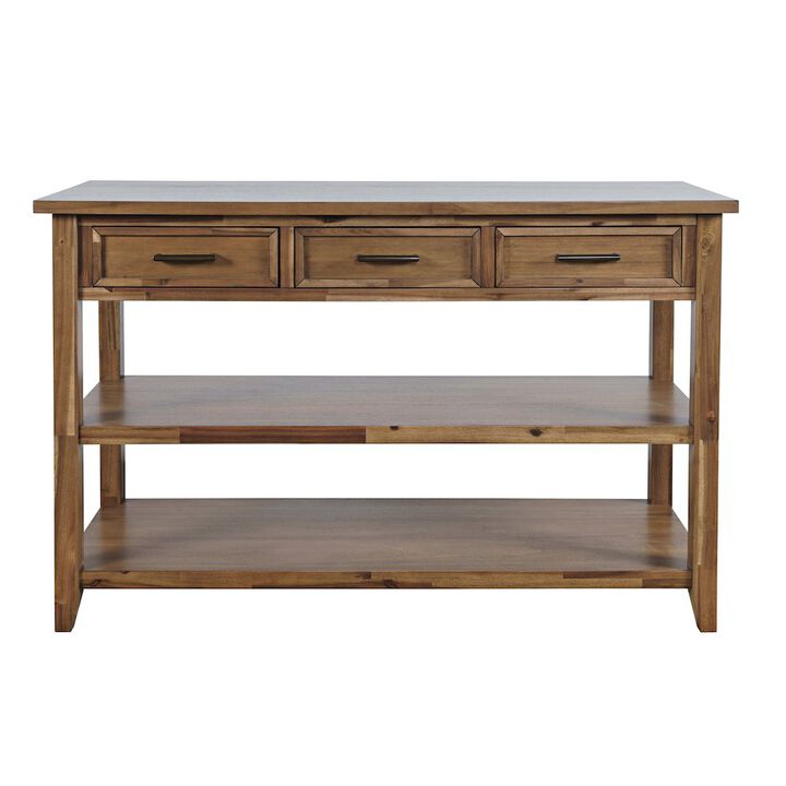 Jofran Claremont 50 Transitional Rustic Wood Sofa Console Table with Storage