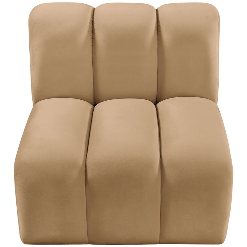 Meridian Furniture Arc Camel Velvet Straight Chair
