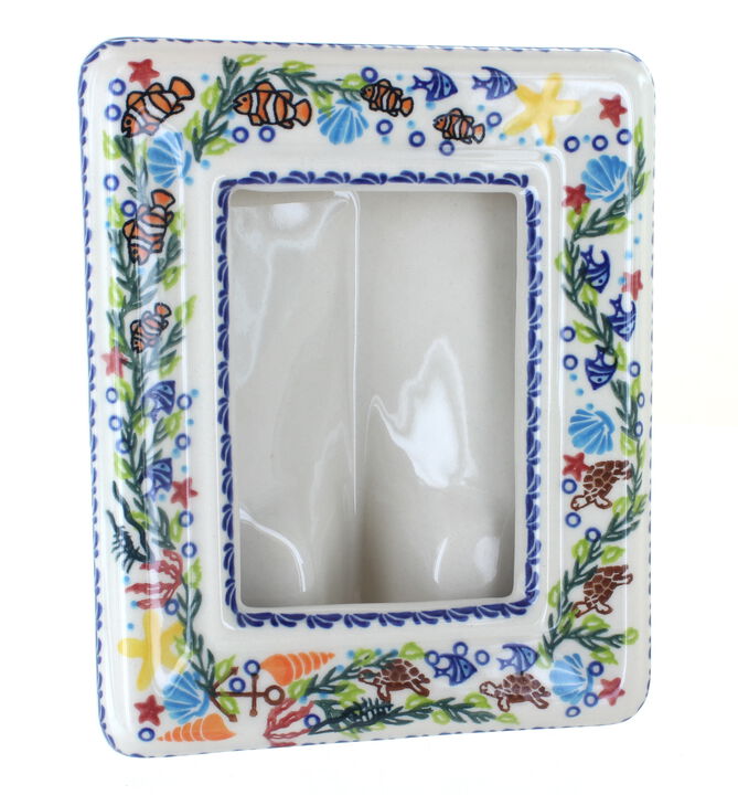 Blue Rose Polish Pottery Ladybug Frame