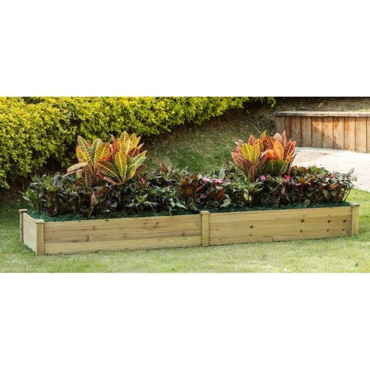 QuikFurn Cedar Wood 2-Ft x 8-Ft Outdoor Raised Garden Bed Planter Frame - Made in USA