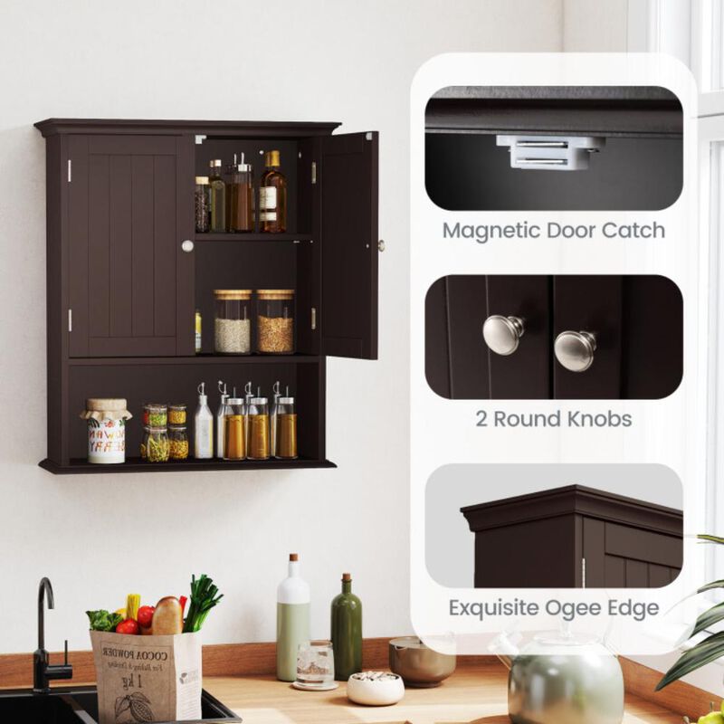 Hivvago Wall Mount Bathroom Cabinet Storage Organizer with Doors and Shelves