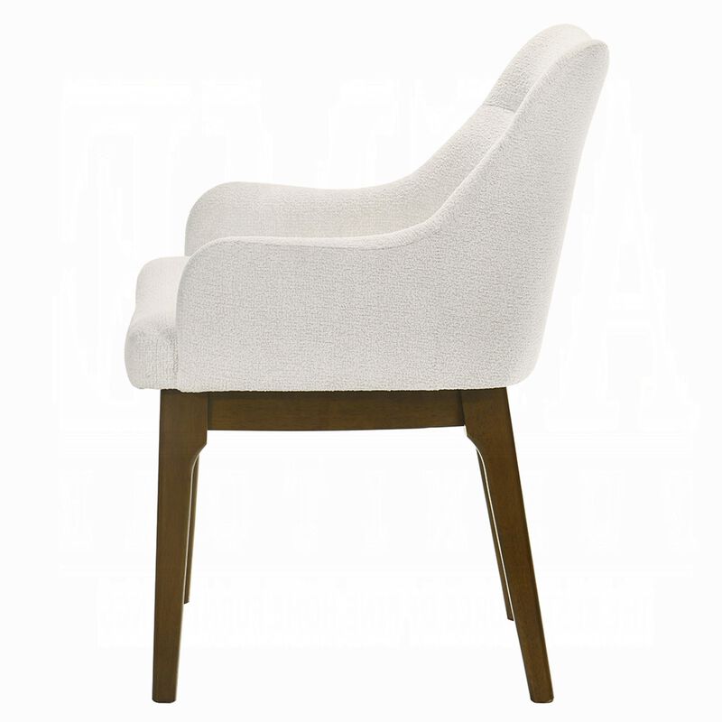 Pery Dining Side Chair Set of 2, White Chenille, Angled Oak Brown Legs image number 6