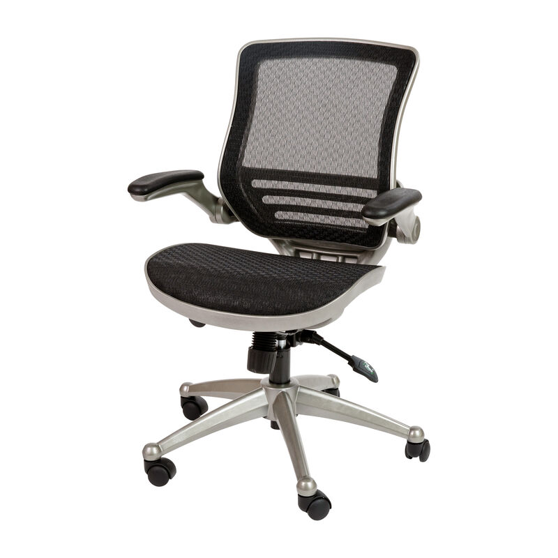 Warfield Mid-Back Transparent Black Mesh Executive Swivel Office Chair with Melrose Gold Frame and Flip-Up Arms image number 0