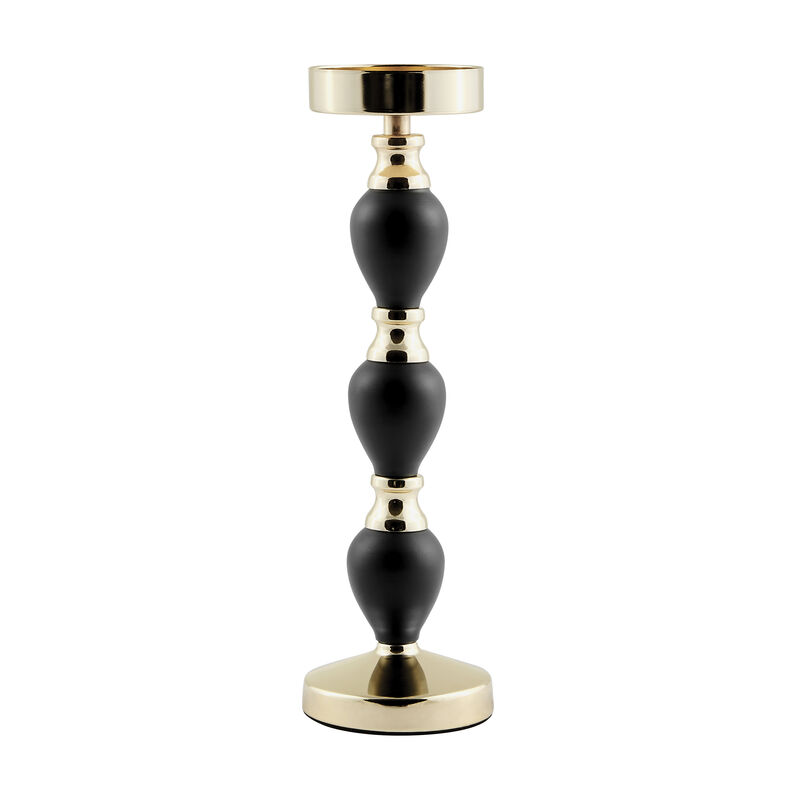 Talia Black and Gold Candlestick Taper Candle Holders - Set of 3