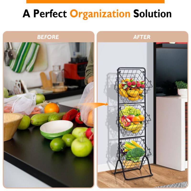 Hivvago 3-Tier Fruit Basket Stand with Adjustable Heights
