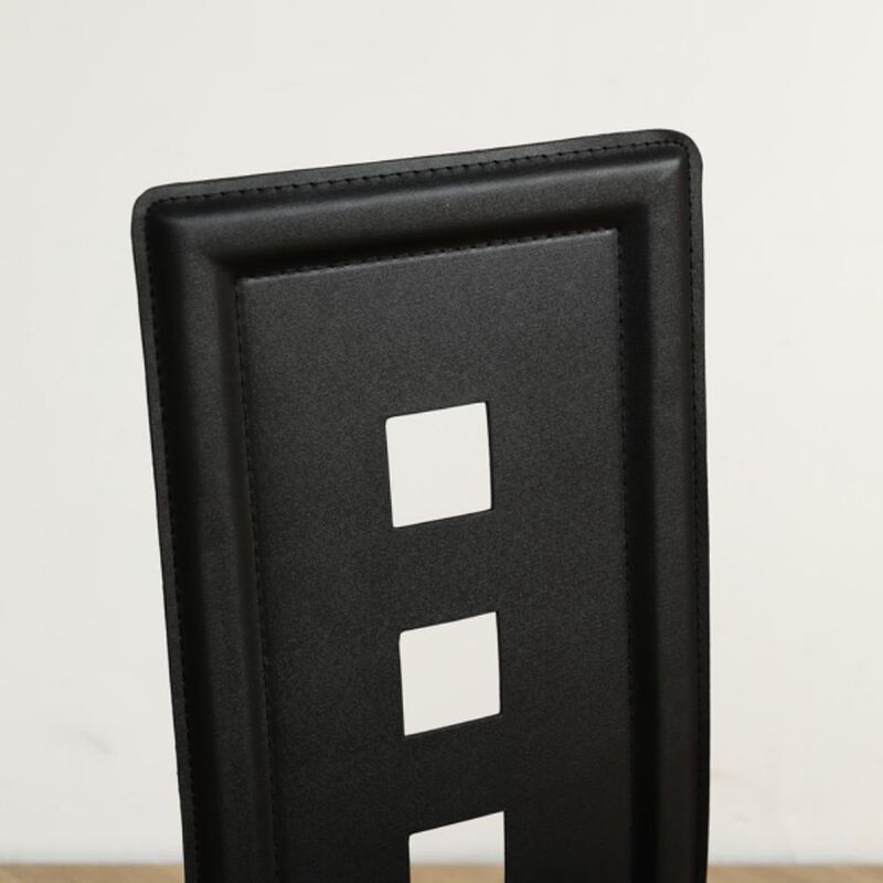 4pcs Long Backrest Dining Chairs Square Hollow Decorative Design for Elegant and Modern Dining Rooms