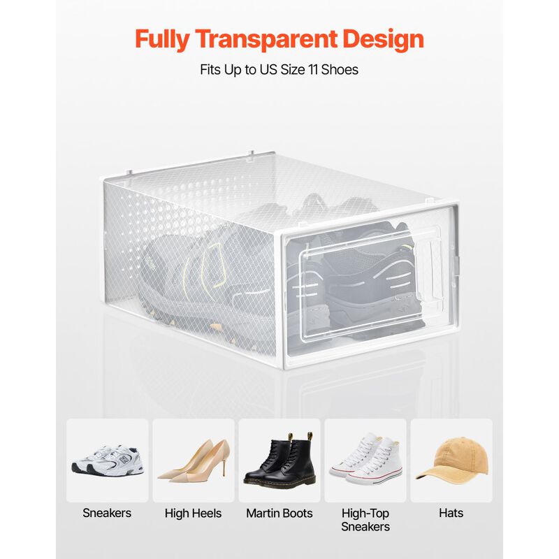 Shoe Storage Boxes 12-Pack &ndash; Stackable Organizers for Sneakers, Heels, Boots, Hats