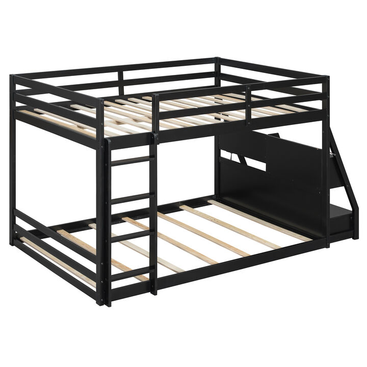 Merax Full Size Modern Bunk Bed with APP LED Lights, Charging Hub & Storage