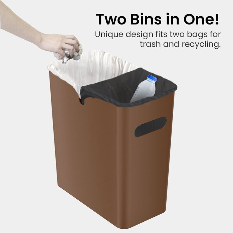 iTouchless 4.2 Gallon / 16 Liter SlimGiant Toffee Brown Wastebasket (2-Pack)