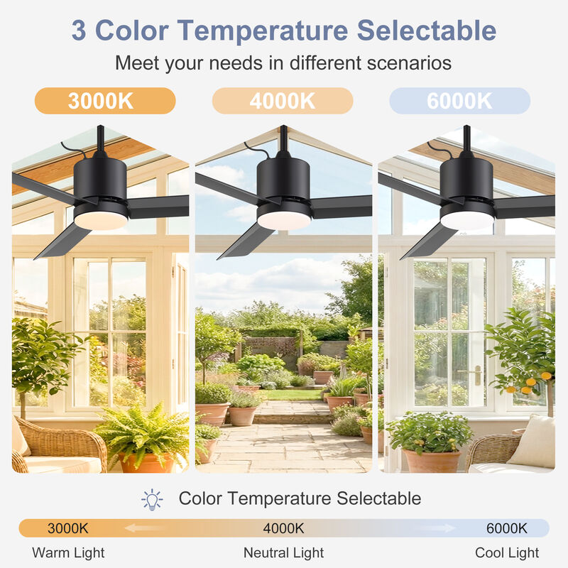 Breezary 42" Waterproof Outdoor Ceiling Fan with Light, Dimmable LED, DC Motor, 6 Speeds, Remote Control, Quiet image number 2