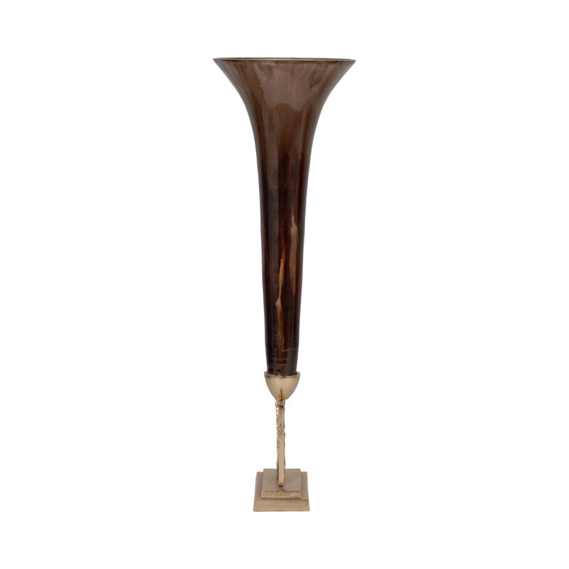 Glass, 31" Trumpet Vase, Bronze image number 2