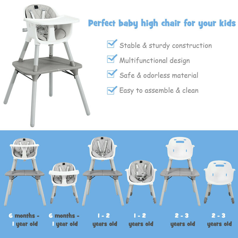4-in-1 Kids Table Chair Set Convertible with Comfortable PU Cushion