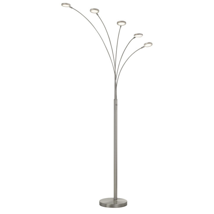 HomeRoots 72" Nickel Five Light Led Arc Floor Lamp