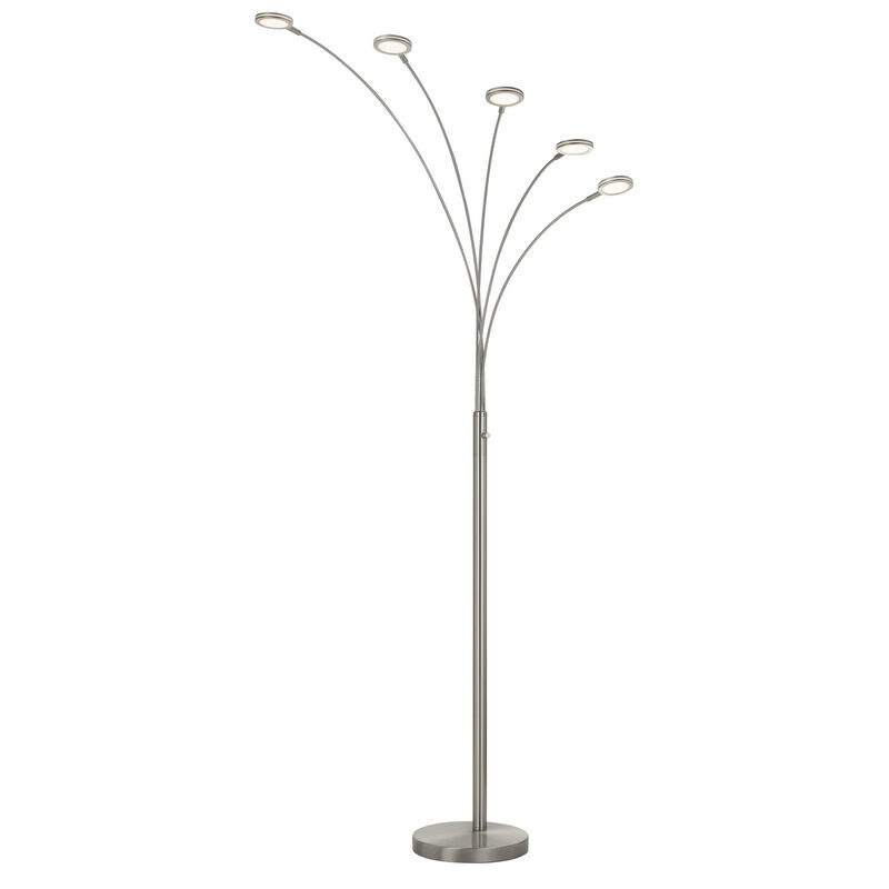 HomeRoots 72" Nickel Five Light Led Arc Floor Lamp image number 0