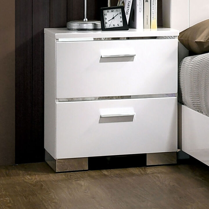Streamdale High Gloss White Nightstand with USB Charger