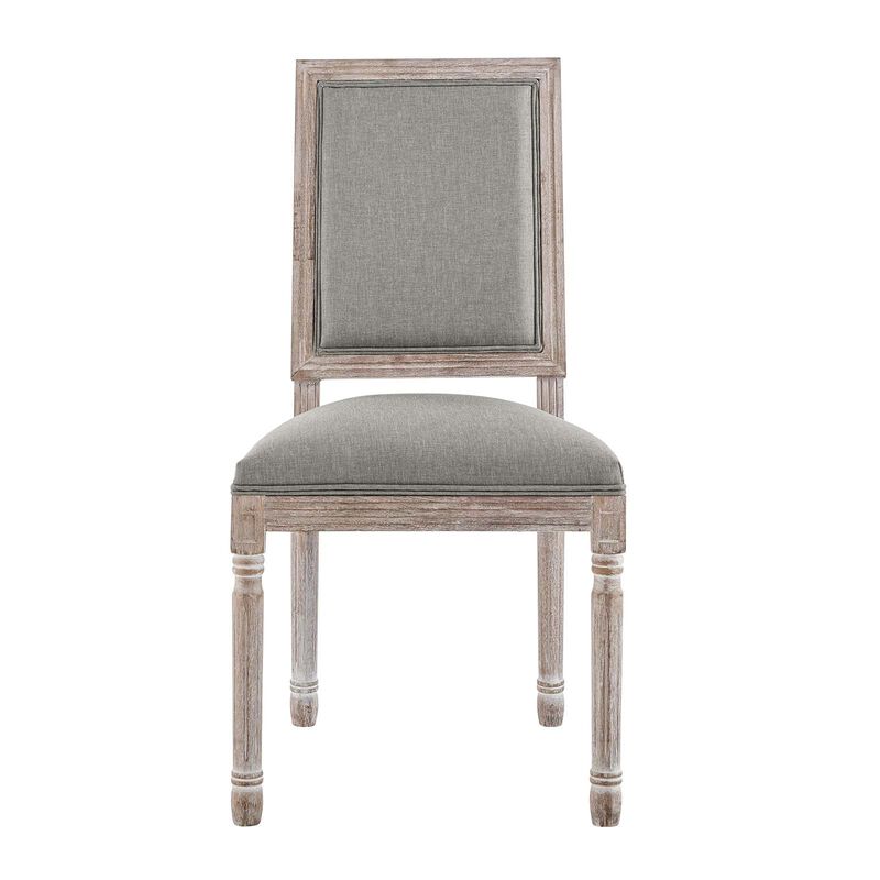 Modway Court French Vintage Upholstered Fabric Dining Chair in Light Gray