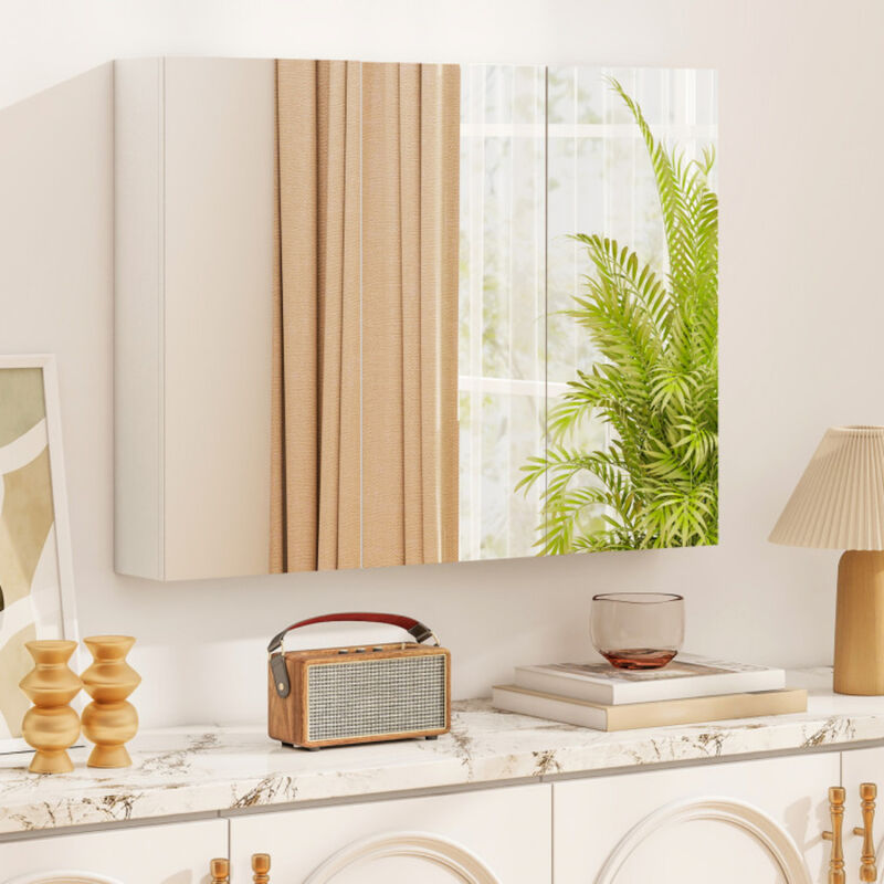 Frameless Bathroom Wall Mounted Mirror Cabinet with 3 Doors and Adjustable Shelves image number 6