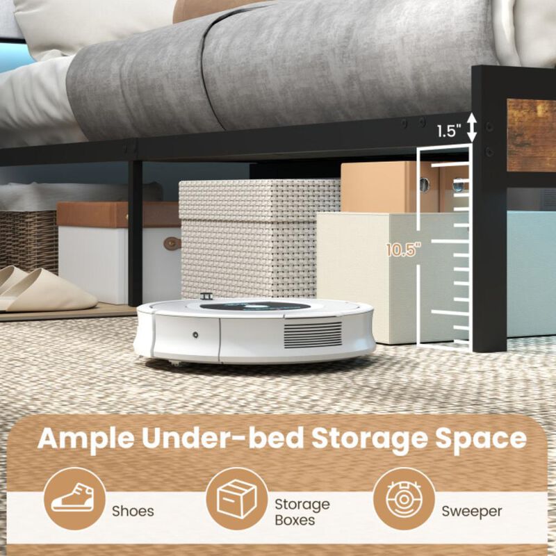 Hivvago Bed Frame with LED Light and Charging Station