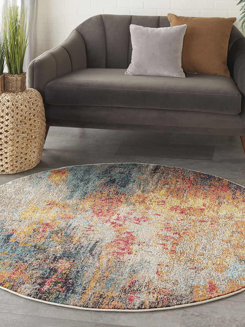 Celestial CES15 Multicolor 5'3" x Round Rug