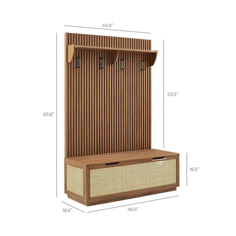 Soma Fluted 3-in-1 Hall Tree With Storage Bench and Coat Rack image number 3