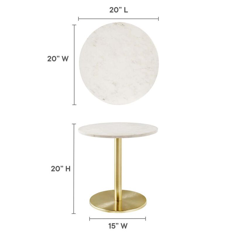 Modway Viva Round White Marble Side Table