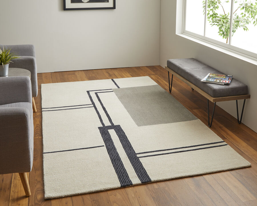 Maguire 8899F Ivory/Gray/Black 2' x 3' Rug