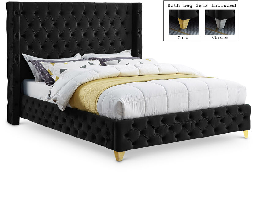Meridian Furniture Savan Black Velvet King Bed