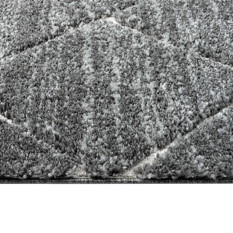 120x96 inch Talas Trellis Area Rug in Gray  and Cream