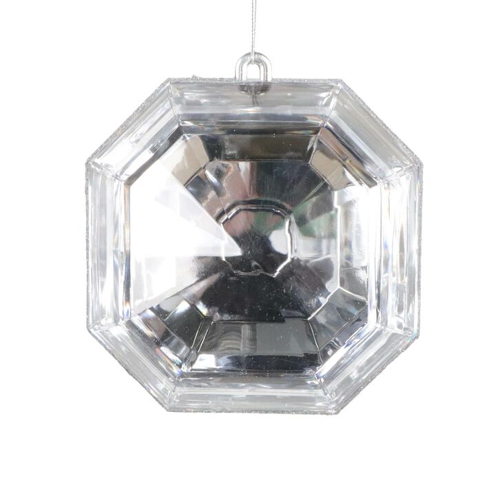 Vickerman 731901-6" Silver Square Jewel Glitter Christmas Tree Ornament Assortment (2 Pack) (MT232807)