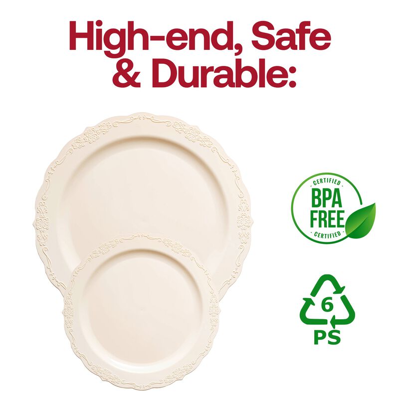 Ivory Vintage Round Plastic Dinnerware Value Set (120 Sets) image number 5